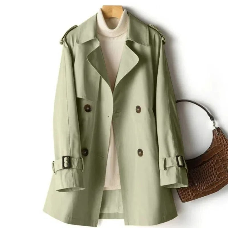 Women's Trench Coat With Shoulder Tabs | Double-Breasted