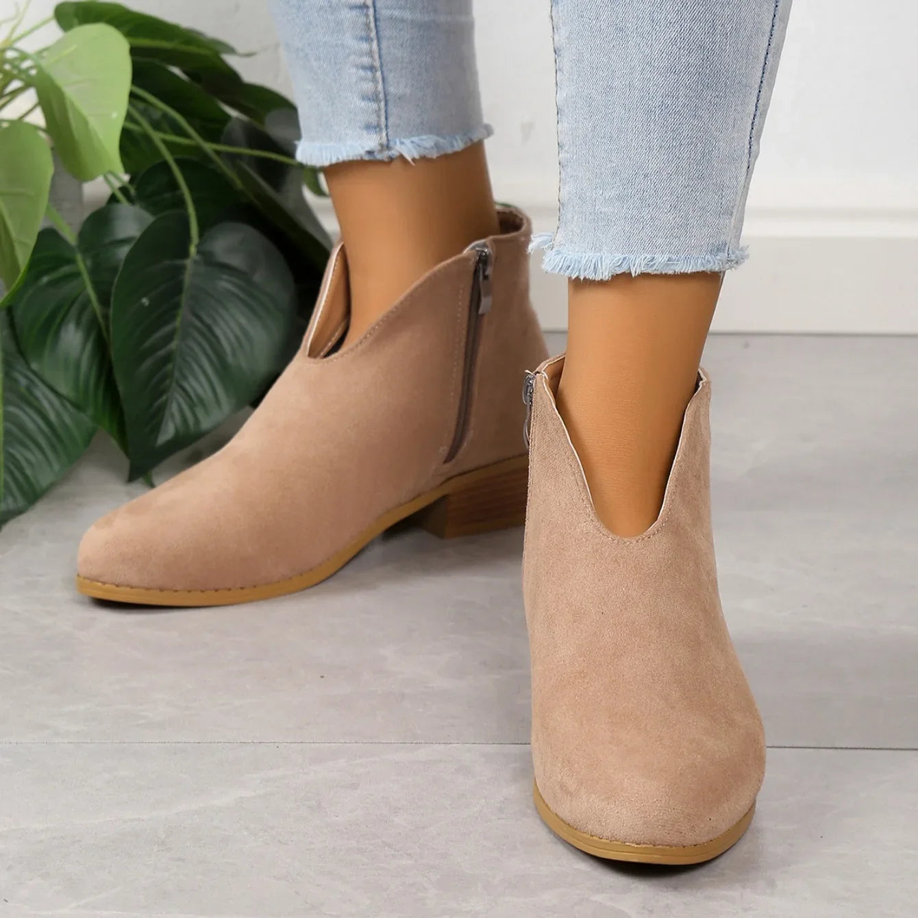 Women's V Cut Front And Side Zip Ankle Boots | Classic