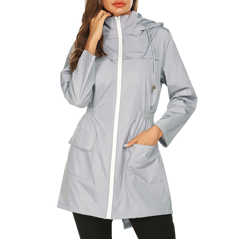 Women's Rain Jacket With Hooded Pockets | Long