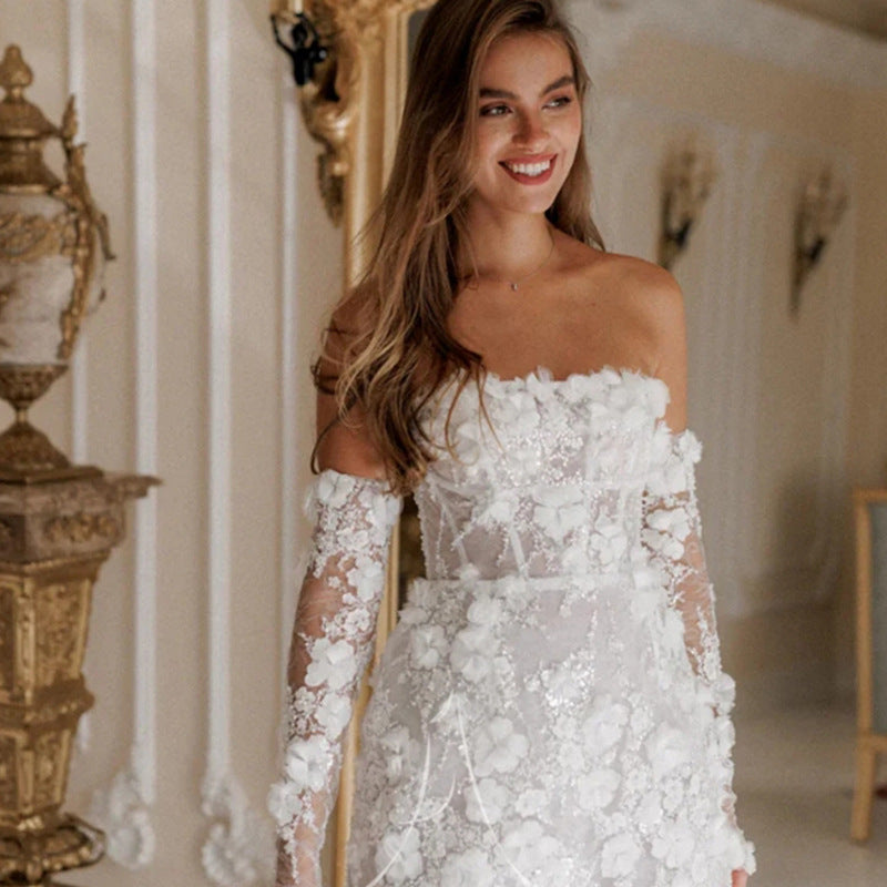 Women's Wedding Dress Floral Lace | Corset Back