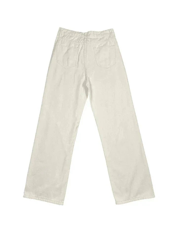 Women's Wide Leg Baggy Jeans with Stitch Detail | Work