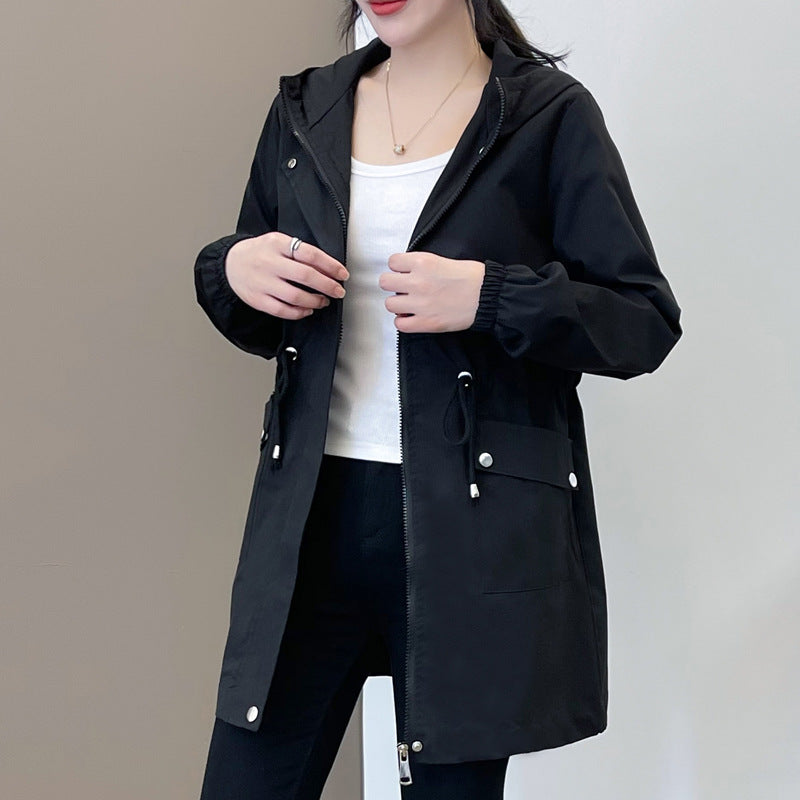 Women's Windbreaker Jacket Hooded Long | Casual