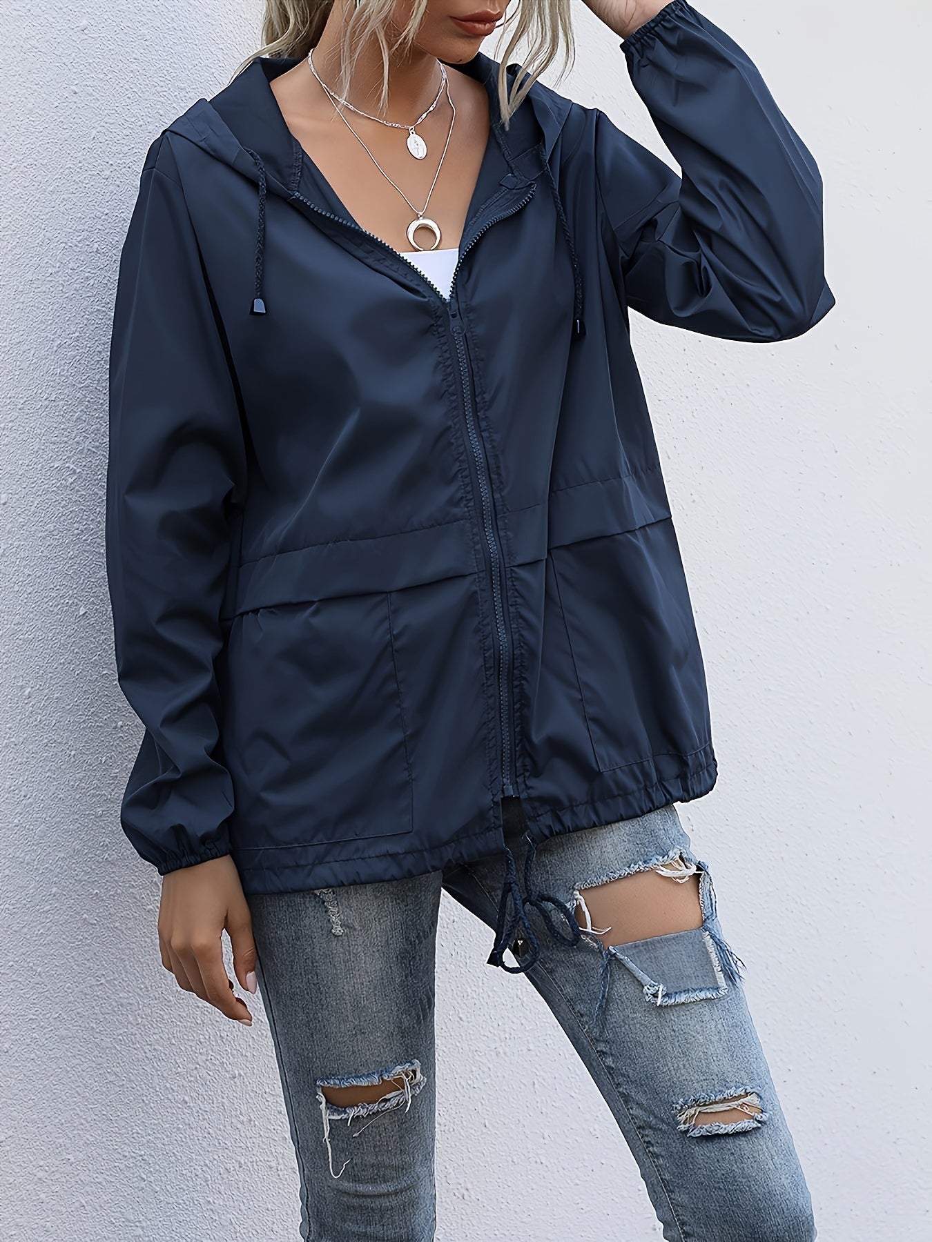 Women's Windbreaker Jacket Hooded Short | Casual