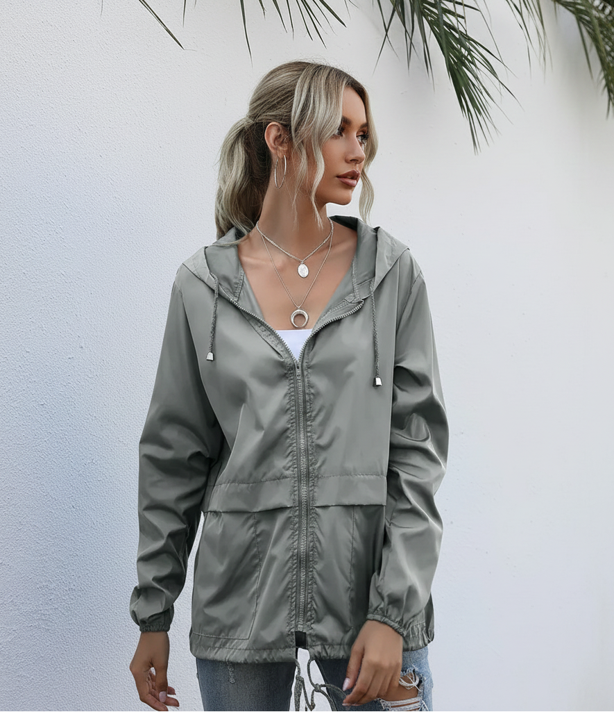 Women's Windbreaker Jacket Hooded Short | Casual
