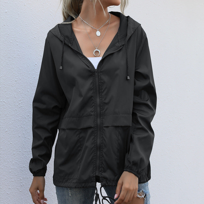 Women's Windbreaker Jacket Hooded Short | Casual