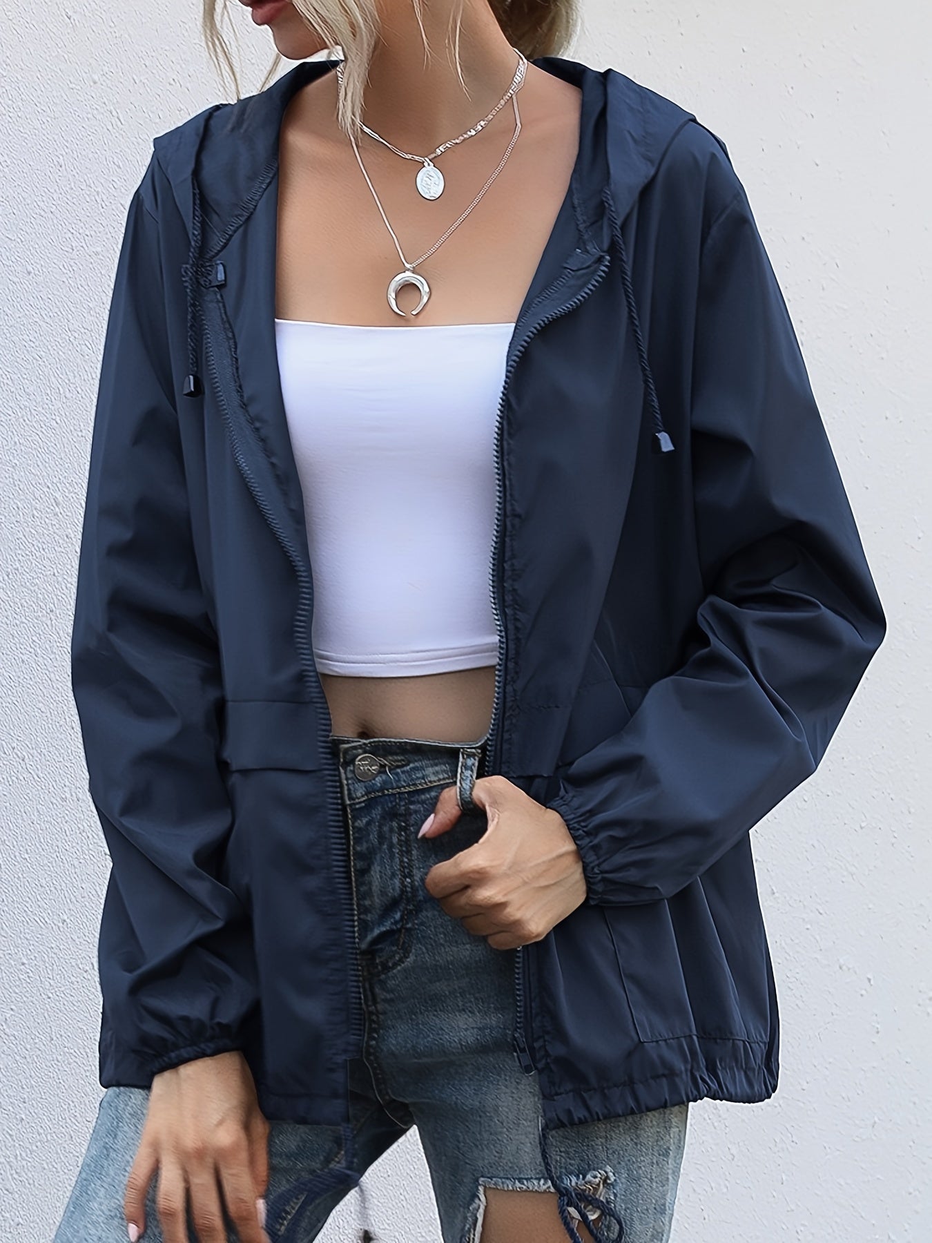 Women's Windbreaker Jacket Hooded Short | Casual