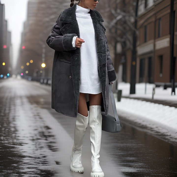 Women's Winter Coat Long Double-Breasted | Padded