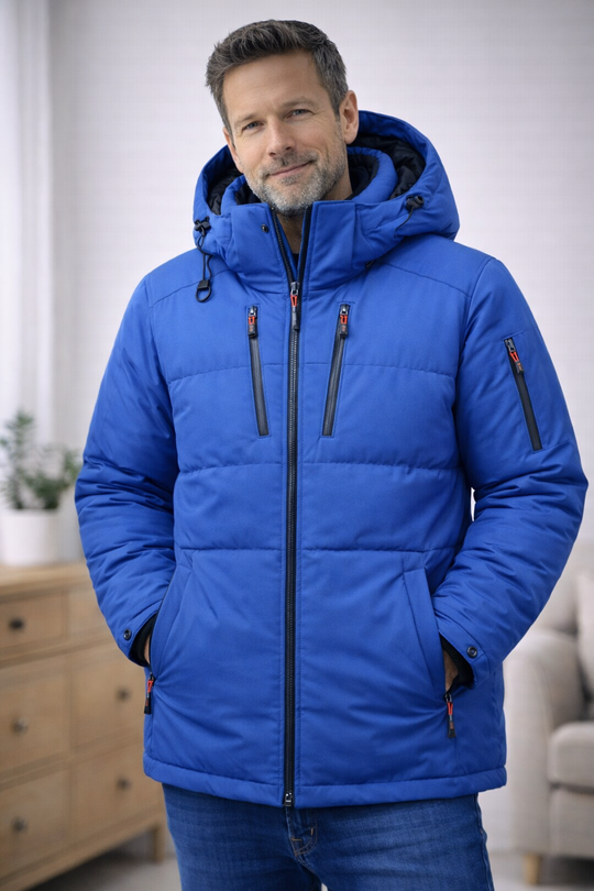 Warm Men's Puffer Jacket with Hood