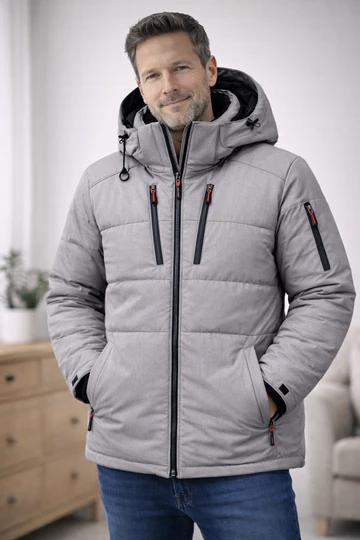 Warm Men's Puffer Jacket with Hood